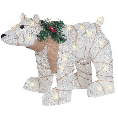 Décoration de Noël LED Ours Polaire 34 cm en Acier et Coton Blanc Pour Extérieur Sivula Beliani (1/5)