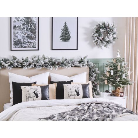 Lot De 2 Coussins Déco Noël En Forme De Sapin - Tissu Peluche Doux, Rembourrage Coton PP - 41x45.5 Cm, Vert - Pour Canapé, Lit