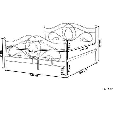 Lit Double en Métal Noir 160 x 200 cm Elégant et Romantique pour Chambre au Style Moderne ou Boho Beliani