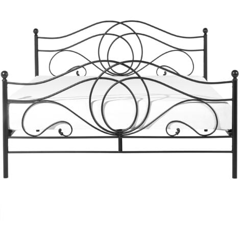 Lit Double en Métal Noir 160 x 200 cm Elégant et Romantique pour Chambre au Style Moderne ou Boho Beliani