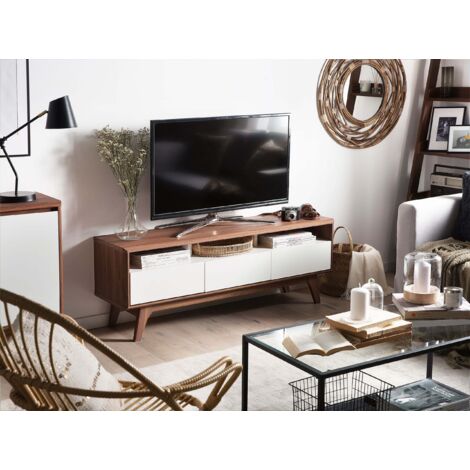 Meuble TV Beliani Jose Industriel, Bois Foncé, MDF, 120x40x46 Cm - Neuf