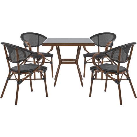 Set de 4 chaises de jardin empilables en aluminium