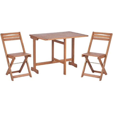 Ensemble Bistrot Rustique de Jardin en Bois d'Acacia 2 Chaises Pliantes Table Extensible Lenola (1/5)