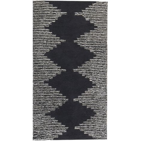 Plaid en coton 125 x 150 cm noir et blanc CHYAMA