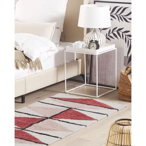 Tapis avec Motif de Formes Géométrique Triangles 80 x 150 cm en Coton Multicolore Beliani