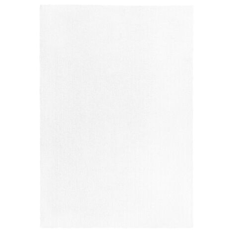 Beliani – Tapis shaggy blanc 140 x 200 cm – Polyester et coton très doux – Tapis à poil long pour chambre ou salon – Tissage touffeté (1/5)