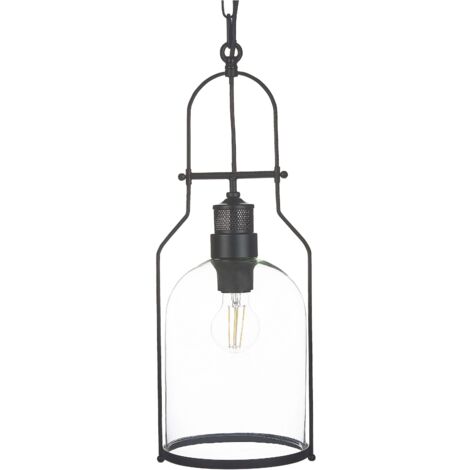 Lampe Suspendue à Cadre Métallique Verre Clair et Noir Bashilo (1/5)
