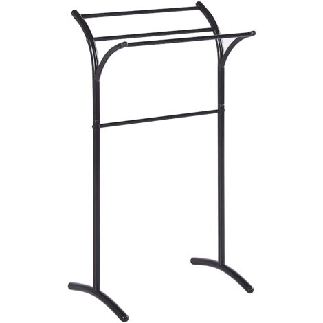 Porte-serviettes Rangement Salle de bain en acier 3 Rails Acier Noir Yopal (1/5)