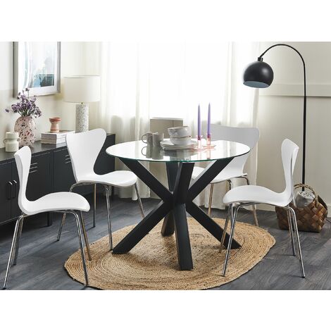 Table à manger design ou bureau (160x80 cm) WENDY en verre (blanc)