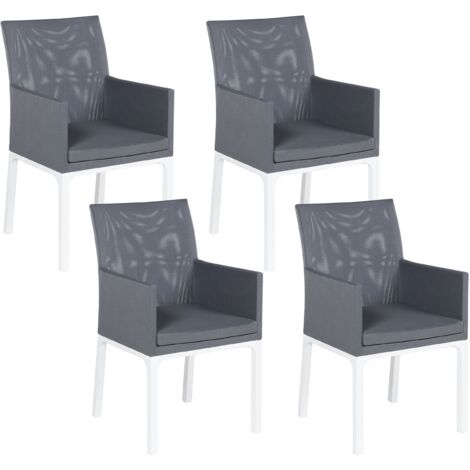 Lot De 8 Chaises De Jardin Marbella Happy Garden - Textilène Gris, Structure Aluminium Anthracite, Empilables - 5
