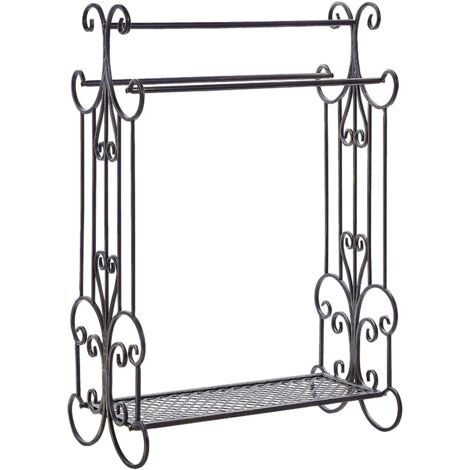 Support de Serviettes pour Salle de Bains en Métal Noir Accessoire Vintage Gladis (1/5)