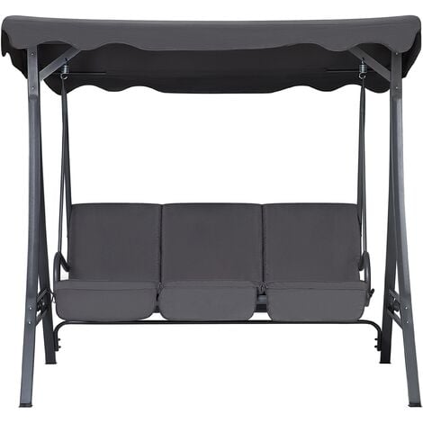 Balancelle de Jardin en Acier et Tissu Gris Hauteur du Baldaquin Ajustable Garbo