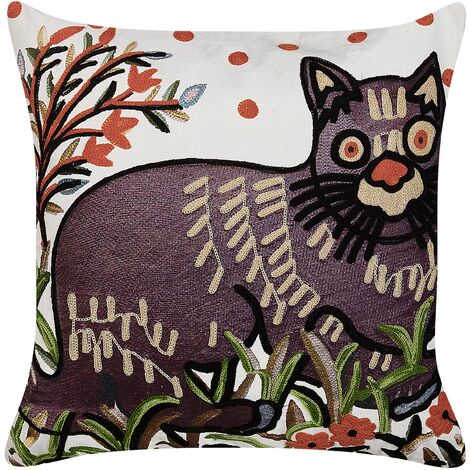 Coussin enfant tête de chat - Rose - 40 x 40cm - Coton