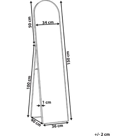 Miroir sur Pied Cadre Métallique Noir 36 x 150 c…