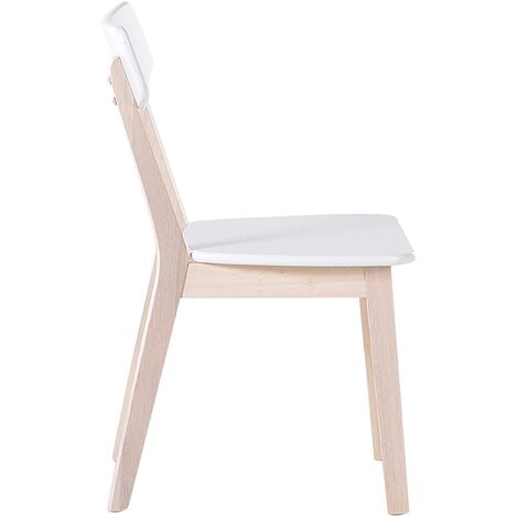 Chaise style scandinave en polypropylène blanc éclatant et bois d'hévéa Ice