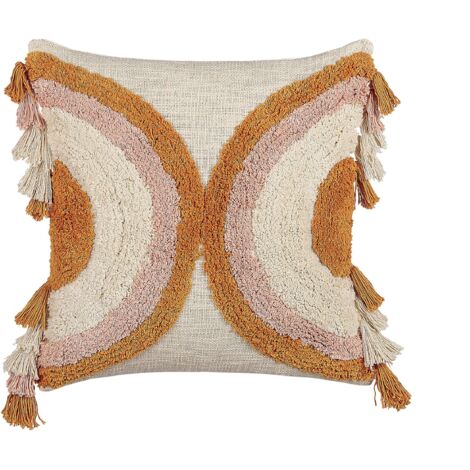 Lot de 2 Coussins Décoratifs en Coton Multicolore 45 x 45 cm à Motif d Lot de 2 Coussins Décoratifs en Coton Multicolore 45 x 45 cm à Motif d
