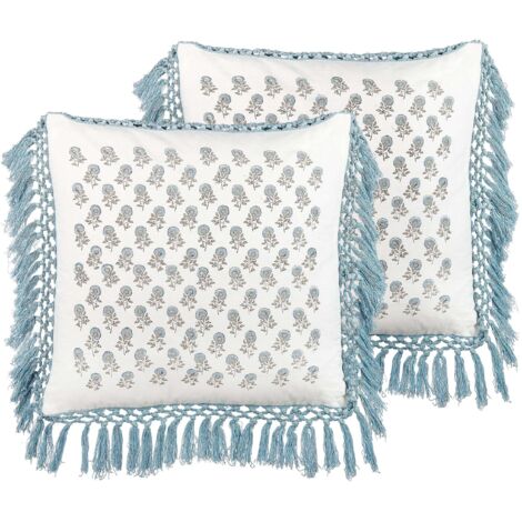 Lot De 2 Housses De Coussin Décoratives En Coton Et Lin Pour Extérieur, Motif Floral Rouge Et Bleu, 4 Juillet, 45,7 X 45,7 Cm, Motif Floral