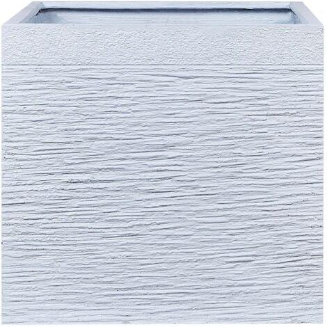 Cache-Pots Argentés en Fibre d'Argile et de Verre 35 x 35 x 34 cm au Design Moderne avec une Touche Glamour pour Intérieur ou Extérieur Cache-Pots Argentés en Fibre d'Argile et de Verre 35 x 35 x 34 cm au Design Moderne avec une Touche Glamour pour Intérieur ou Extérieur