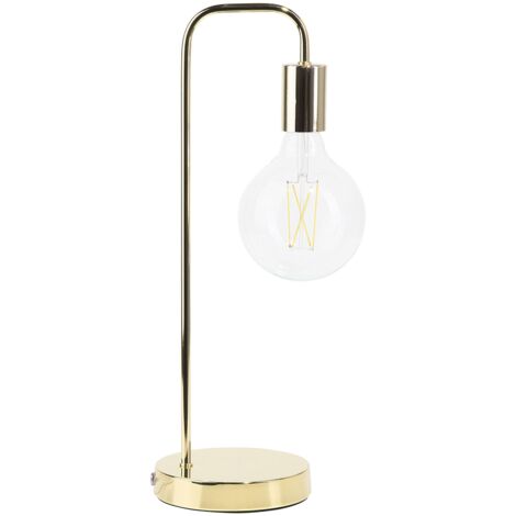 Lampe de Table à Poser avec Socle en Métal Doré pour Ampoule Filament E27 Max 40W Éclairage Tendance pour Salon ou Chambre Moderne et Urbaine Beliani (1/5)