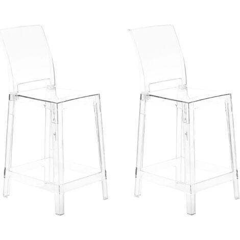 Beliani – Lot de 2 tabourets de bar transparents – Hauteur d'assise 65 cm – Design moderne en polycarbonate – Charge max 150 kg (1/5)