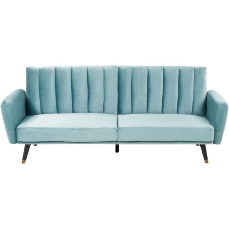 Canapé-Lit Convertible avec Dossier Réglable en Velours Bleu Clair Vimmerby (1/5)