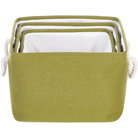 Lot de 2 Paniers de Rangement avec Poignées en Polyester Beige Tugul