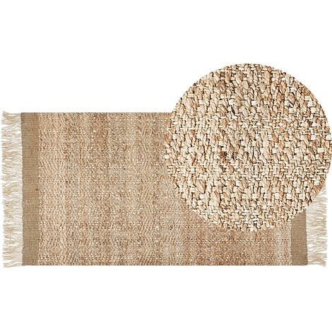 Tapis En Jute Et Denim 100% Naturel Fait Main - Style Rustique Moderne - Personnalisable - Inde