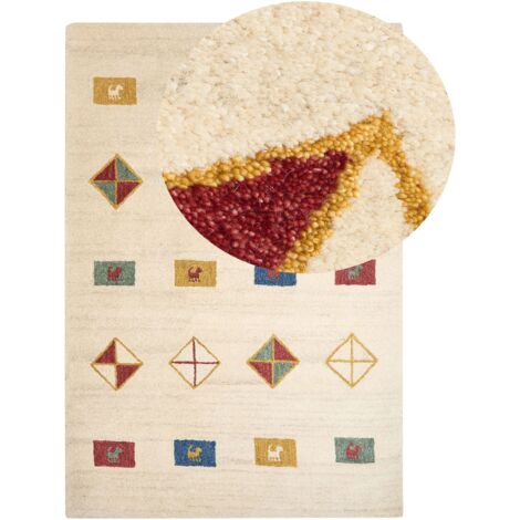 Beliani Tapis Gabbeh Touffeté à la Main avec Motif Animalier 200 x 300 cm en Laine Vert Calti