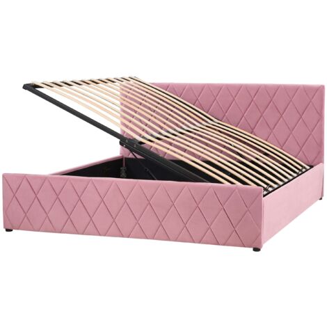 Lit Double avec Coffre de Rangement 180 x 200 cm en Velours Rose Rochefort (1/5)