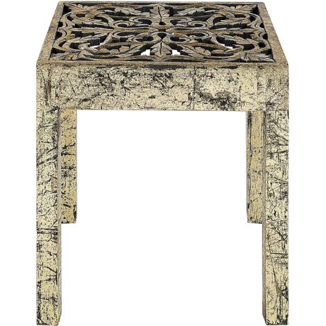 Table D'appoint Beliani PALASI, Manguier Doré Et Noir, Plateau Ajouré
