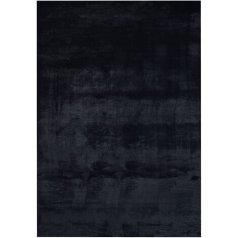 Tapis Noir en Polyester 160 x 230 cm Moelleux Fausse Fourrure de Lapin Mirpur (1/5)