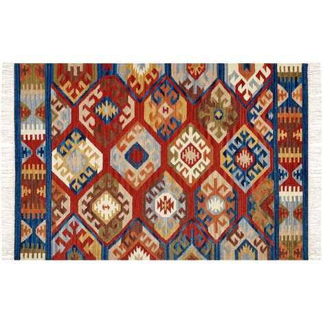Beliani Tapis Kilim Multicolore en Laine 200 x 300 cm avec