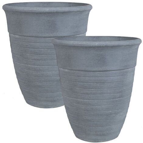 Lot De 2 Pots De Fleurs Imitation Béton Clair 91 L 40 X 40 X 75