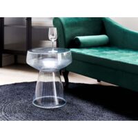 Table Appoint Design Moderne Forme Ovale en Verre Transparent Laguna