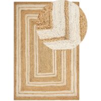 Tapis Beige en Jute 200 x 300 cm Fait Main Convient au Chauffage par Sol Elmali