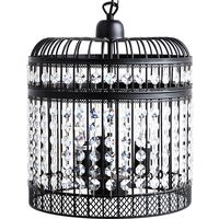 Lampe Suspension Cage à Oiseaux en Acier Noir Orné de Cristaux E14 40W A++ Design Glamour et Urbain pour Salon Chic ou Salle à Manger Moderne Beliani - Noir
