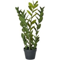 Plante Artificielle en Pot en Plastique 76 cm Décoration Intérieur Zamioculcas Noir Zamiifolia