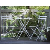 Salon de jardin bistrot table et 2 chaises en acier blanc FIORI