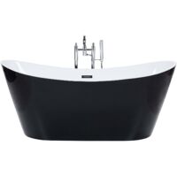 Baignoire Îlot de Forme Ovale en Acrylique Noir 180 cm Capacité Maximum de 240 Litres et Design Tendance pour Salle de Bain Moderne Beliani