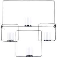 Bougeoir Chandelier Moderne en Forme de Carrés Métal Noir 65 cm Accessoire Décoratif Palawan