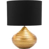 Lampe de Table Chevet en Céramique Dorée avec Abat-jour Noir E27 Max 60W Design Élégant et Tendance pour Salon ou Chambre Glamour et Chic Beliani