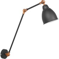 Lampe Chevet Murale avec Bras Flexible 78 cm en Métal Gris Graphite et Cuivré pour Éclairage de Chambre Salon ou Cuisine au Style Moderne