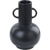 Vase Décoratif Noir en Porcelaine 26 cm Amphore Minimaliste à Petites Anses Perea
