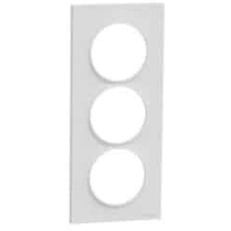 Schneider Electric – Plaque de finition Odace 3 postes S520716 – Design affleurant – Plastique anti-UV brillant – Montage vertical clipsable