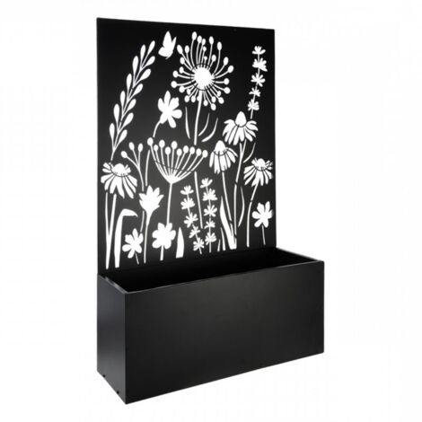 Jardinière en fer avec treillis floral – Dimensions L 100,4 x l 39 x H 140,5 cm – Volume 156 litres – Support pour plantes grimpantes