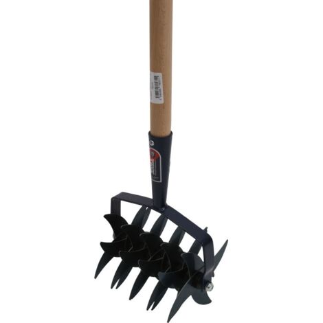 Brise-mottes 9 étoiles – Manche en bois de hêtre 150 cm – Largeur de travail 15 cm – Outil pour aérer le sol – Spear & Jackson