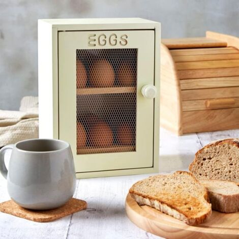 Étagère à Œufs En Bois Crème 2 Niveaux Cœur – Style Campagne Scandinave – Support 12 Œufs – Décoration Cuisine Rustique