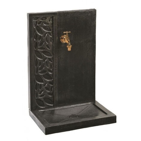 Fontaine de jardin motif feuille en métal – Hauteur 70 cm – Largeur 47 cm – Profondeur 33 cm – Aménagement d'eau décoratif – Hairie Grandon