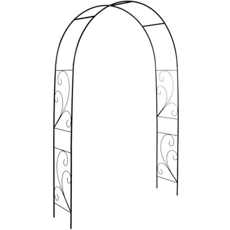 Esschert Design – Arche de jardin en métal noir 218 cm – Motifs volutes – Largeur 152 cm – Installation facile pour plantes grimpantes
