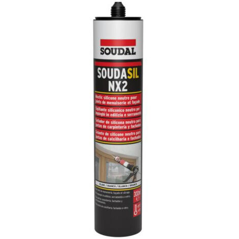 Soudal – Cartouche de mastic noir 300 ML – Polysiloxane pour calfeutrage et vitrage – Durcissement rapide par humidité – Résistance -60°C à 150°C